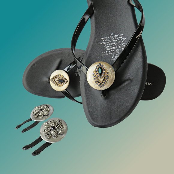 Black Flip Flops Plus 2 Pairs Wrapcessory Flip Flop Clips...425 - Picture 3 of 9